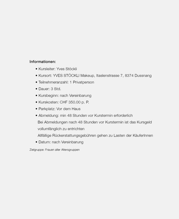 Schminkkurs Privat Unterricht